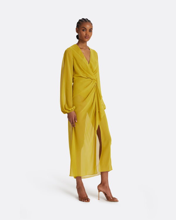 Safiyaa Prova Chartreuse Midi Dress
