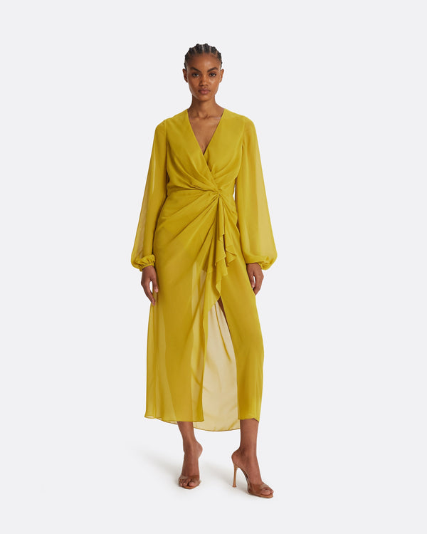 safiyaa Prova Chartreuse Midi Dress