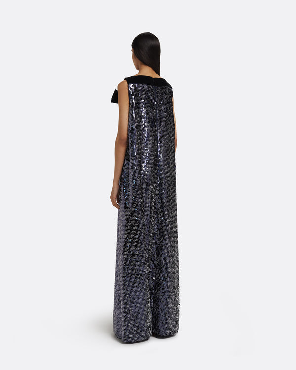 Safiyaa Quincy Long Dress In Navy & Silver