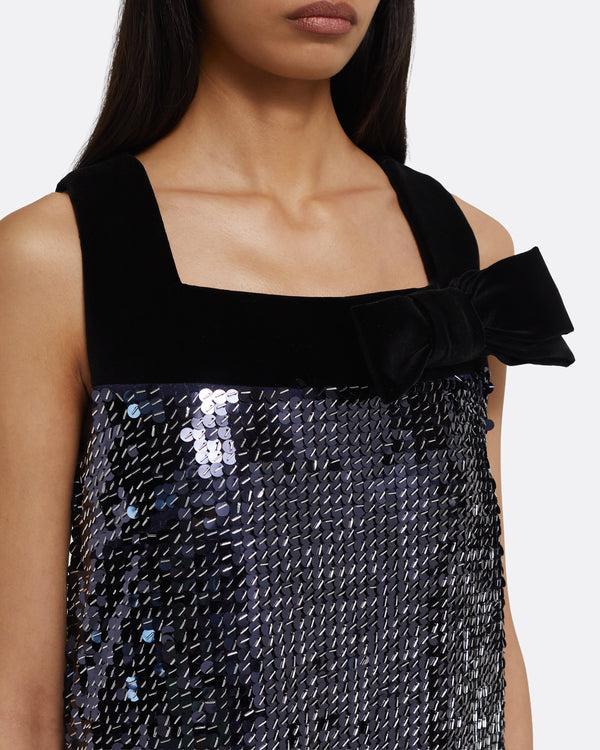 Safiyaa Quincy Long Dress In Navy & Silver