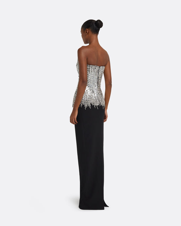 Safiyaa Regan Long Dress In Black With Crystal