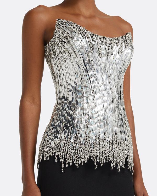 Safiyaa Regan Long Dress In Black With Crystal