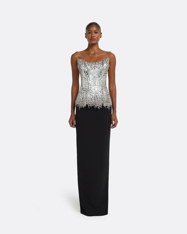 safiyaa Regan Long Dress in Black with Crystal