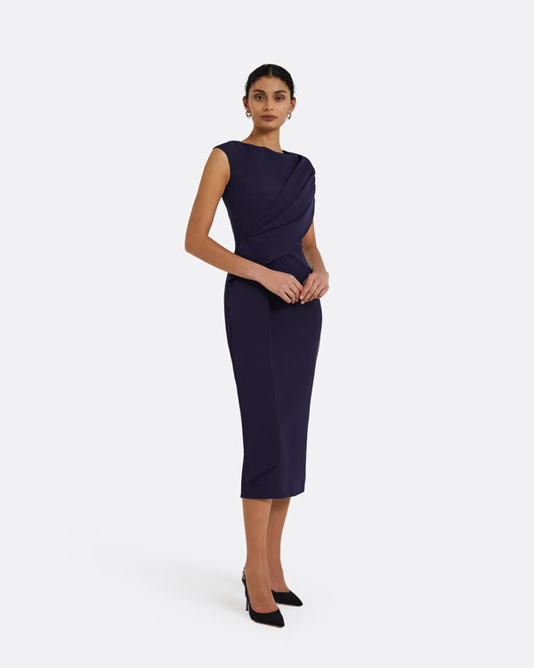 Safiyaa Regina Azurite Blue Midi Dress
