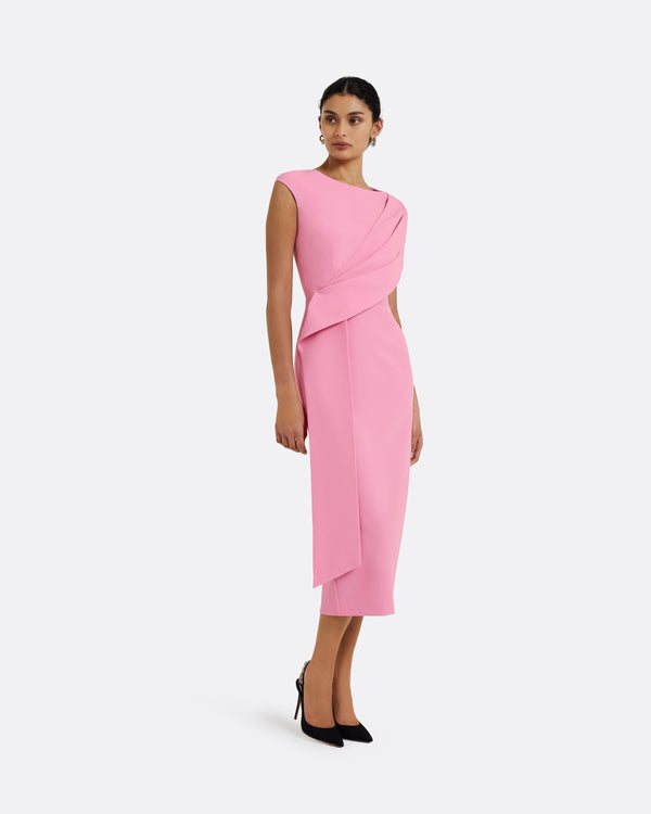 Safiyaa Regina Begonia Pink Midi Dress