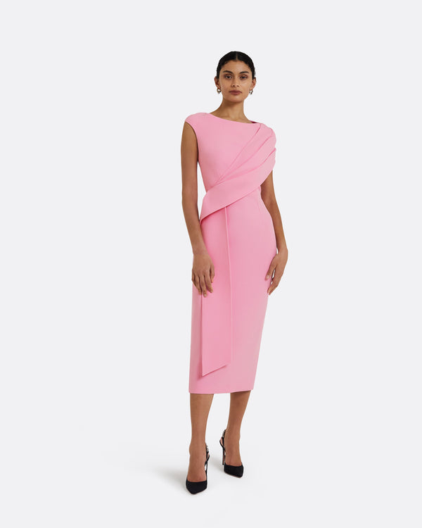 safiyaa Regina Begonia Pink Midi Dress