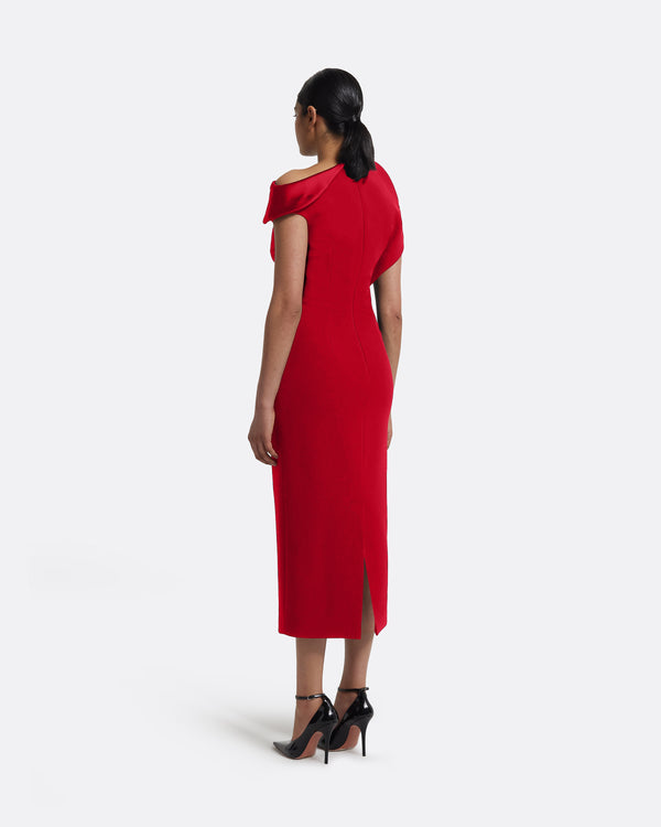Safiyaa Reina Midi Dress In Crimson With Crystal