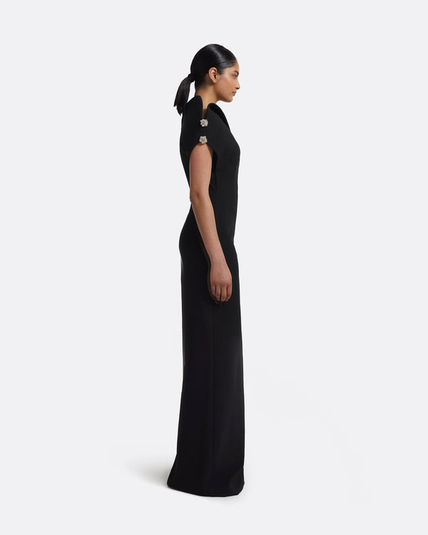 Safiyaa Relena Long Dress In Black With Crystal