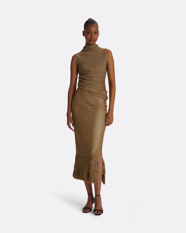 Safiyaa Remmie Gold Knit Skirt