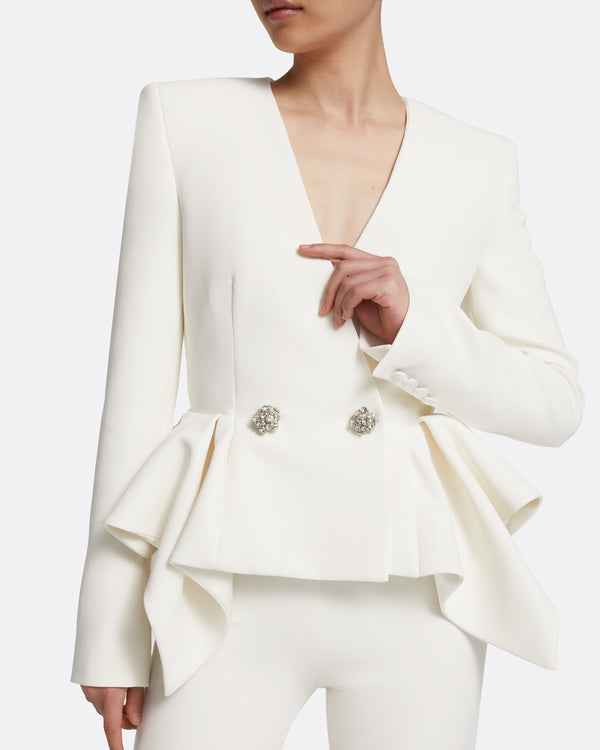 Safiyaa Renna Jacket In Ivory With Crystal