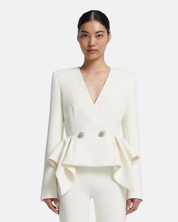 safiyaa Renna Jacket in Ivory with Crystal