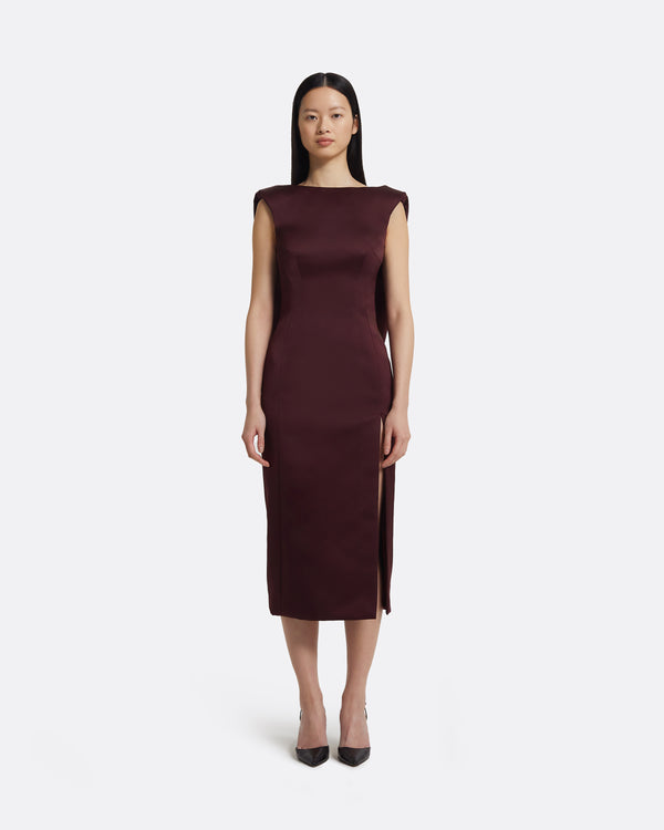 safiyaa Rika Midi Dress in Wine