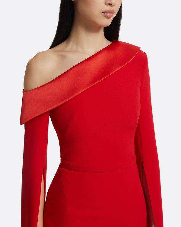 Safiyaa Rinoa Long Dress In Cherry Red