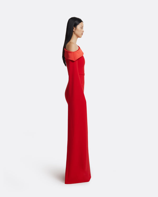 Safiyaa Rinoa Long Dress In Cherry Red