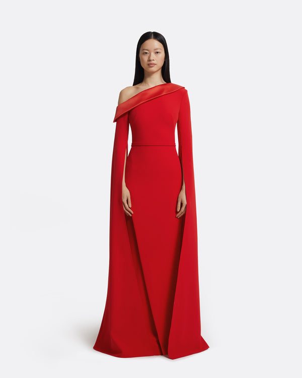 safiyaa Rinoa Long Dress in Cherry Red