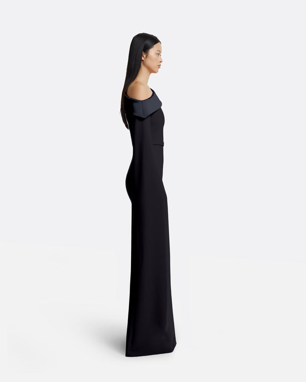Safiyaa Rinoa Long Dress In Midnight Navy
