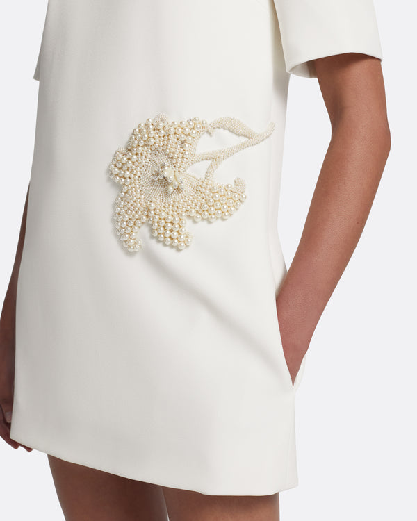 Safiyaa Ripley Short Dress In Ivory With Pearl
