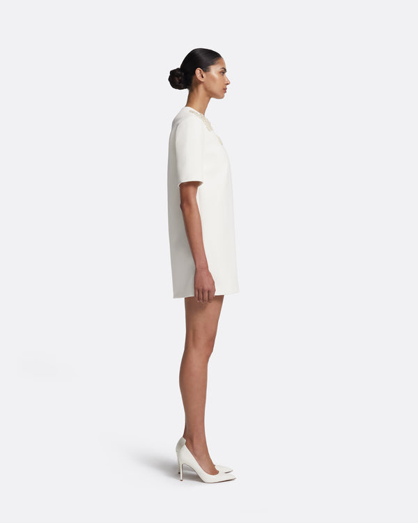Safiyaa Ripley Short Dress In Ivory With Pearl