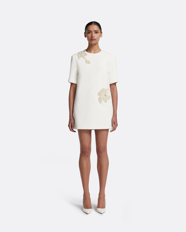 safiyaa Ripley Short Dress in Ivory with Pearl