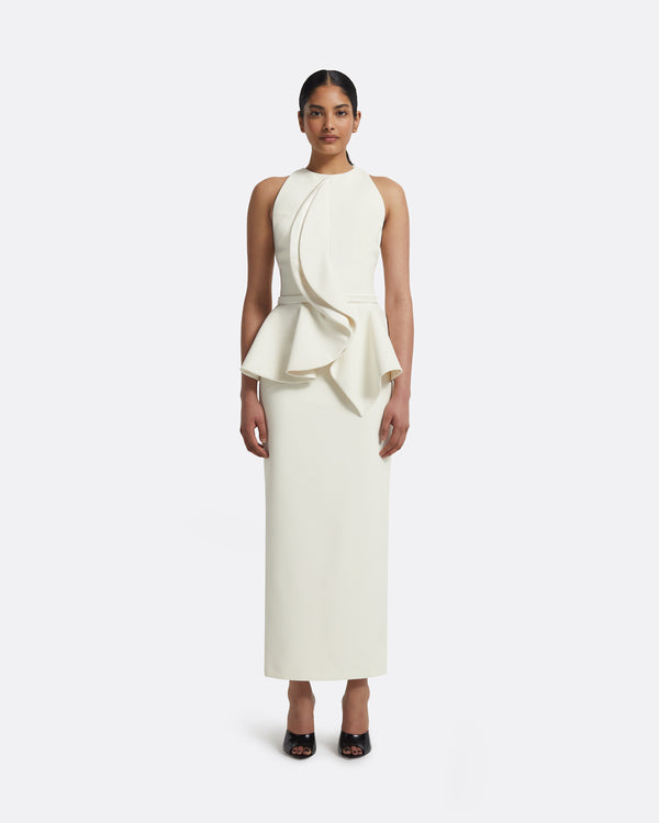 safiyaa Riya Midi Dress in Ivory
