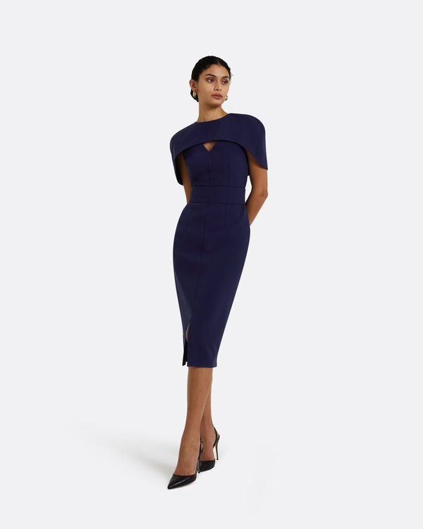safiyaa Rosa Azurite Blue Midi Dress
