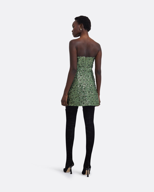 Safiyaa Rowan Oil Green Short Dress