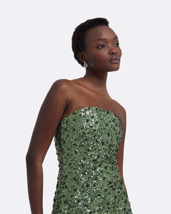 Safiyaa Rowan Oil Green Short Dress