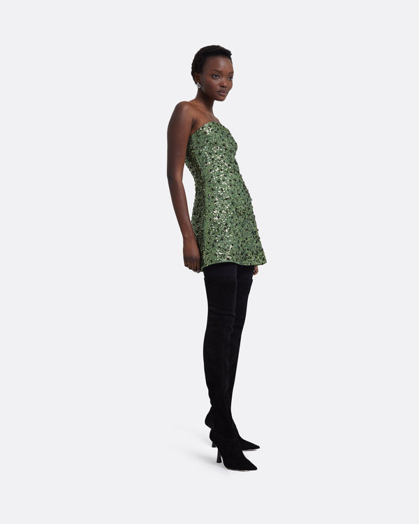 Safiyaa Rowan Oil Green Short Dress