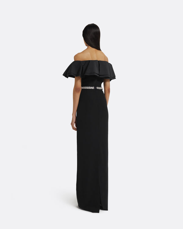 Safiyaa Ryan Long Dress In Black With Crystal