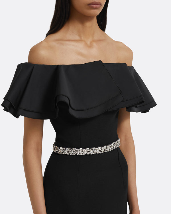Safiyaa Ryan Long Dress In Black With Crystal