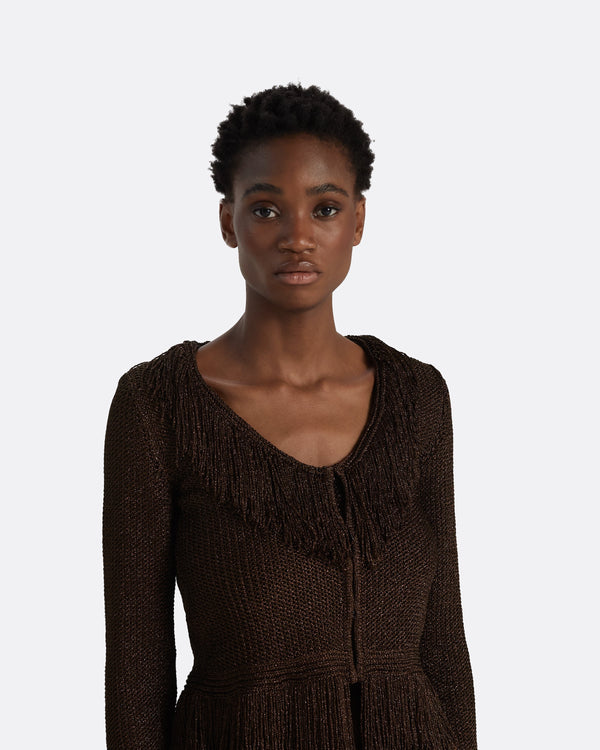 Safiyaa Scarlett Deep Brown Knit Jacket