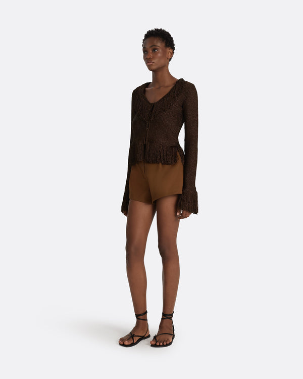 Safiyaa Scarlett Deep Brown Knit Jacket