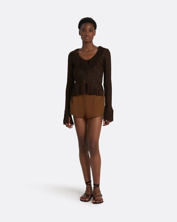 safiyaa Scarlett Deep Brown Knit Jacket