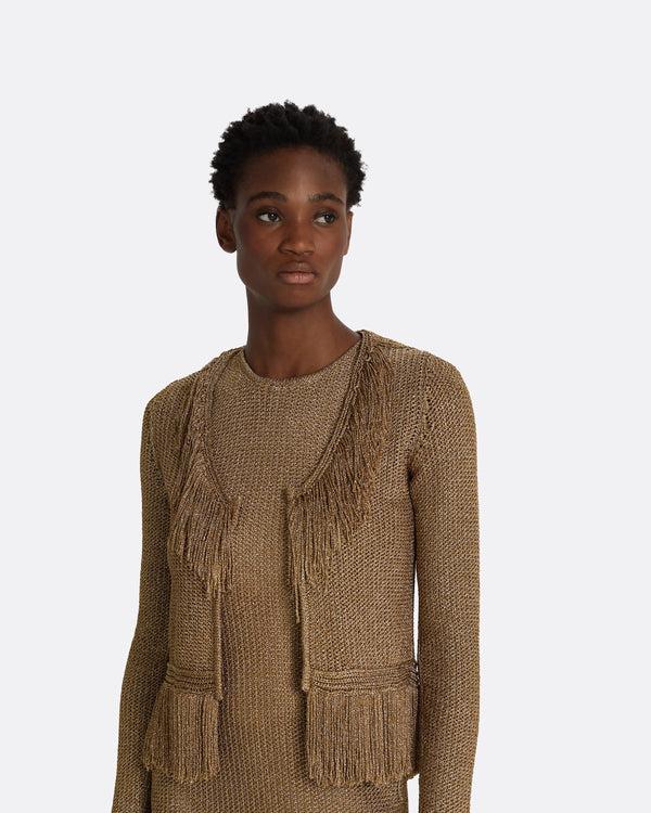 Safiyaa Scarlett Gold Knit Jacket