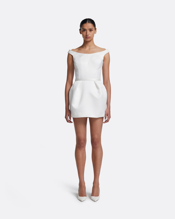 safiyaa Senka Short Dress in Porcelain