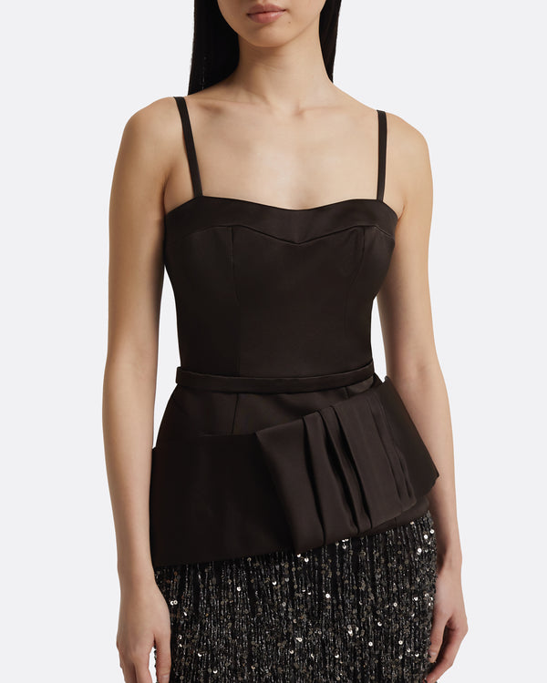 Safiyaa Sorai Long Dress In Peat Brown On Black