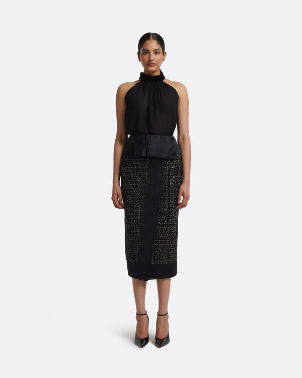 safiyaa Suki Skirt in Black & Gold