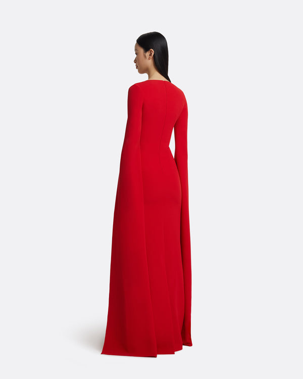 Safiyaa Talin Embroidered Cherry Red Long Dress