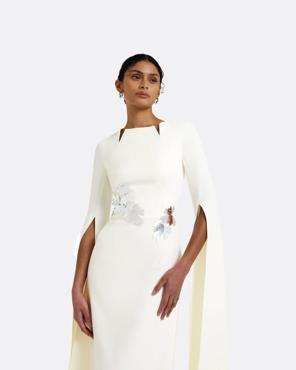 Safiyaa Talin Embroidered Ivory Long Dress