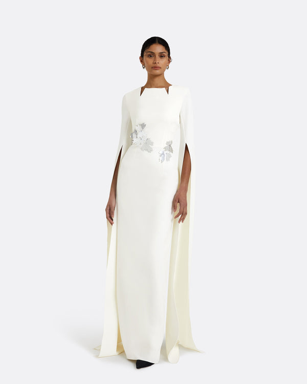 Safiyaa Talin Embroidered Ivory Long Dress