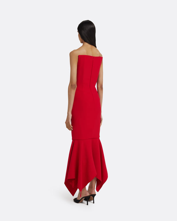 Safiyaa Tegan Midi Dress In Crimson