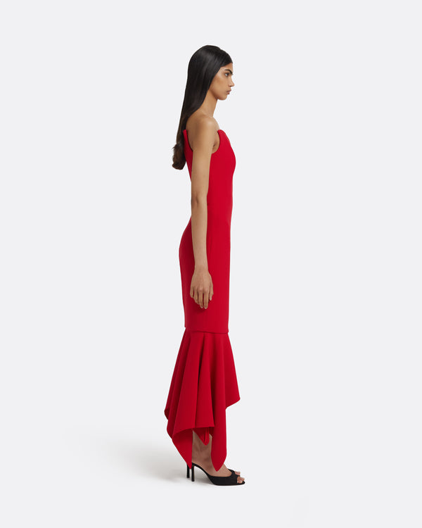 Safiyaa Tegan Midi Dress In Crimson