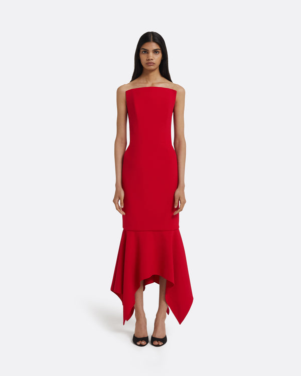 safiyaa Tegan Midi Dress in Crimson