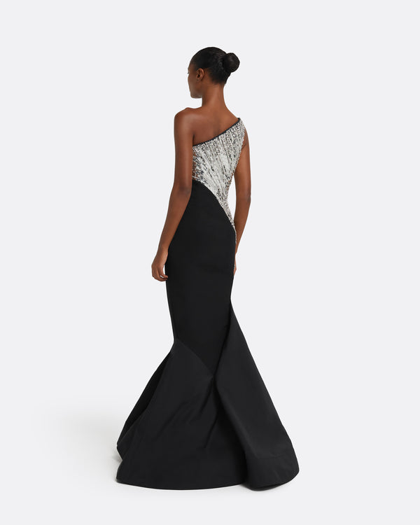 Safiyaa Tia Dress Long In Black With Crystal
