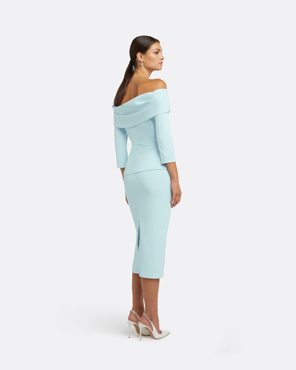 Safiyaa Tinsley Baby Blue Midi Dress