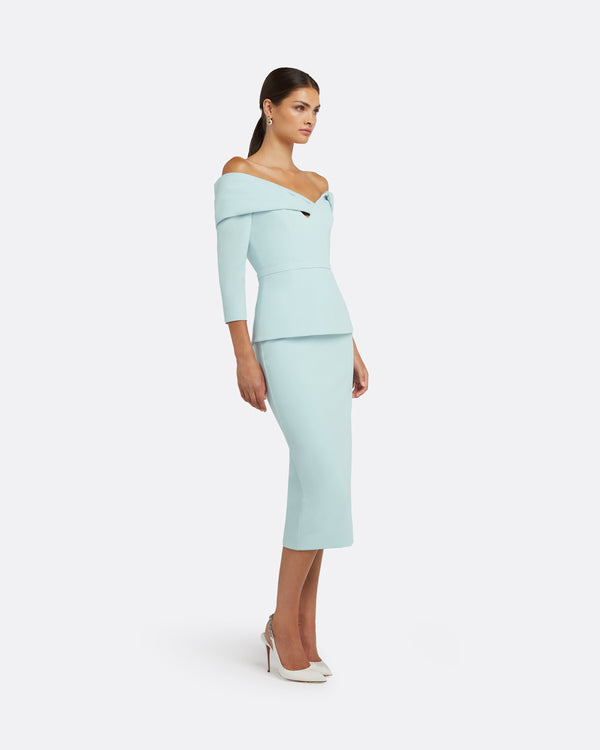 Safiyaa Tinsley Baby Blue Midi Dress
