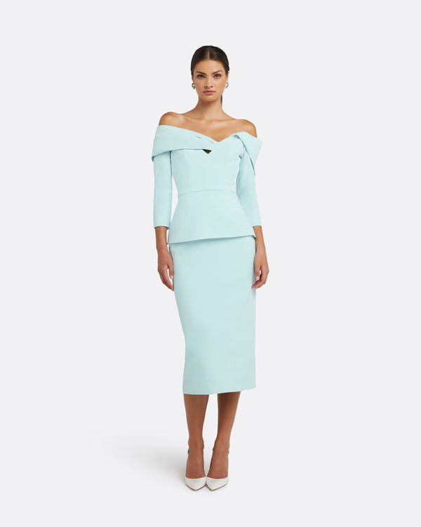 safiyaa Tinsley Baby Blue Midi Dress