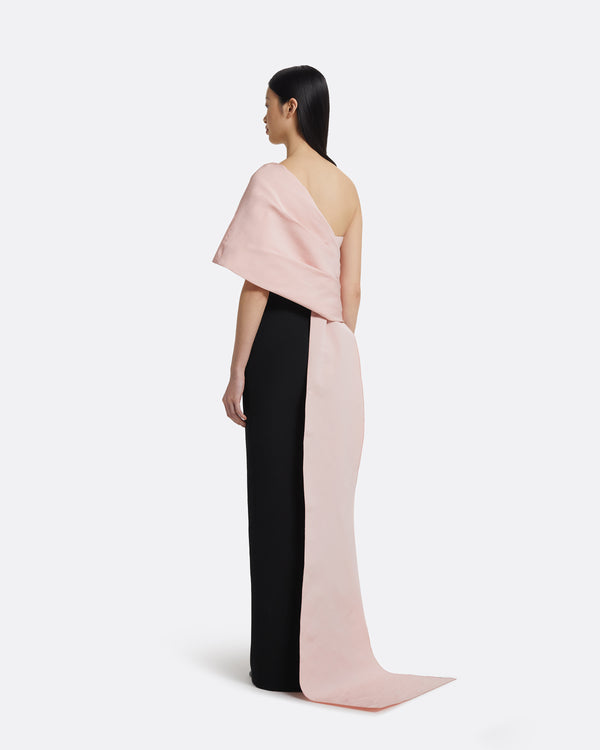 Safiyaa Tokiyo Long Dress In Peony Blush On Black