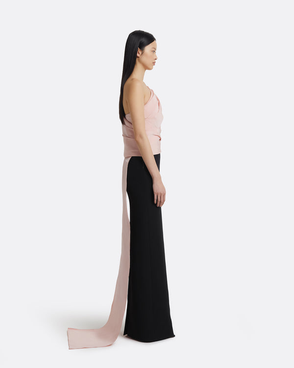 Safiyaa Tokiyo Long Dress In Peony Blush On Black