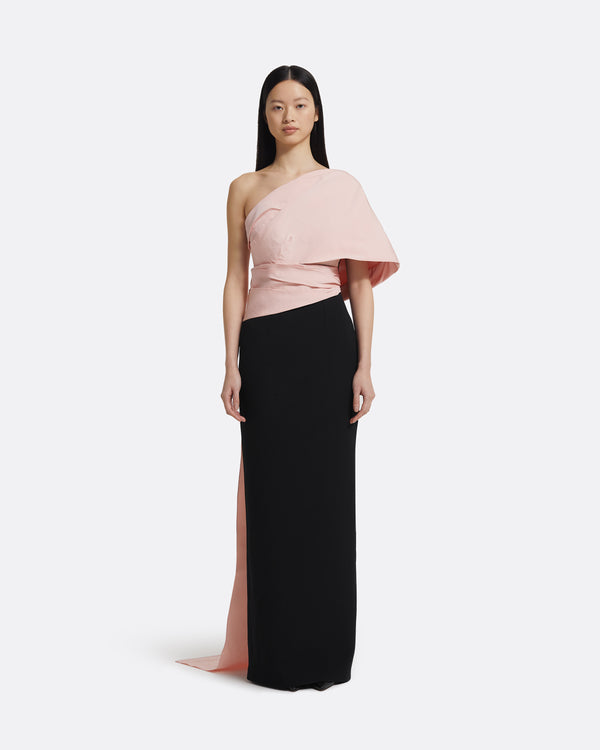 safiyaa Tokiyo Long Dress in Peony Blush on Black